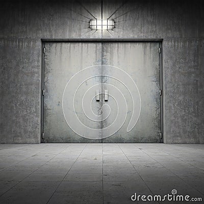 Building made â€‹â€‹of concrete with door Stock Photo